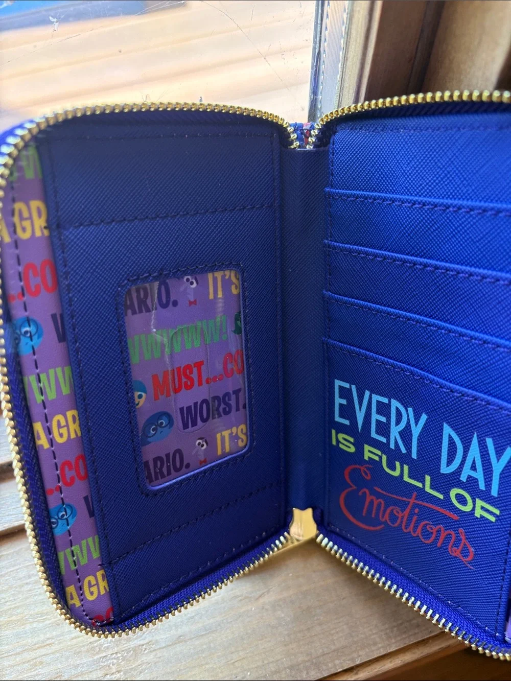 NWOT DISNEY Loungefly Pixar Inside Out Zip Around Emotions Wallet Blue/Purple